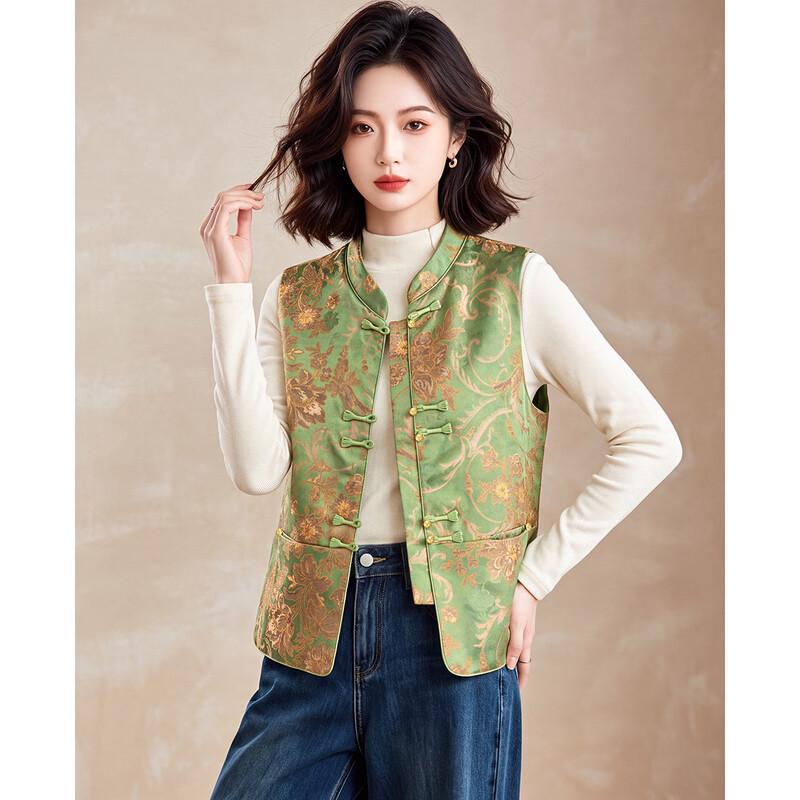 Women's Neo-Chinese Style Floral Padded Vest