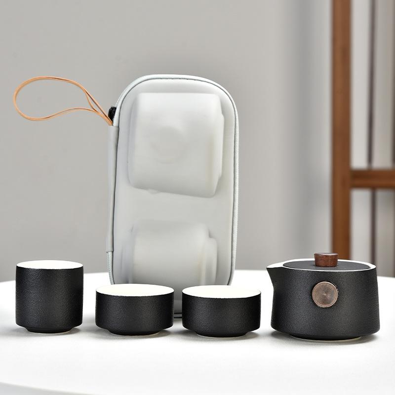 Black Pottery Travel Tea Set Portable Kuaike Cup Business Giveaways Holiday Accompanying Hand Gifts