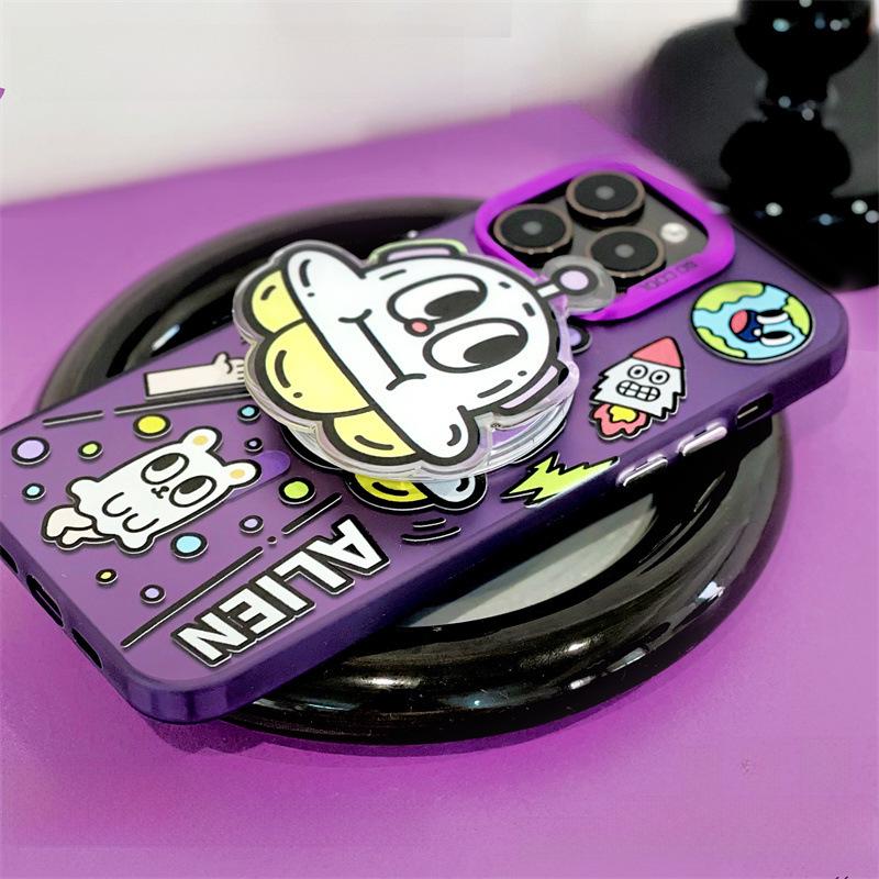 Zhitai Magnetyczne Matowe Laserowe Etui na iPhone 16 Pro dla 14/15 Pro Max, Pasuje do 13/12, z Uchwytem na Telefon Komórkowy.