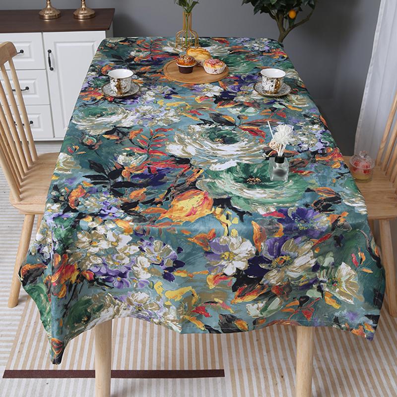 Luxury Retro Oil Painting Art Tablecloth Home Kitchen Banquet Dust-proof Table Mat Rectangular American Style Tea Table Cover
