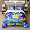Pokémon 3Pcs Bedding Set, Personalized Custom Name Text, 1 Duvet Cover & 2 Pillowcases For Bedroom