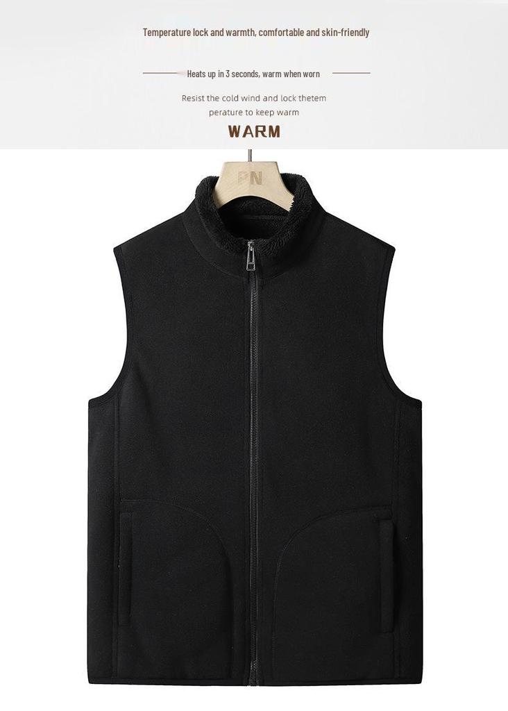 Thick Coral Fleece Couple Vests with Zipper Pockets – Warm and Stylish for Men and Women