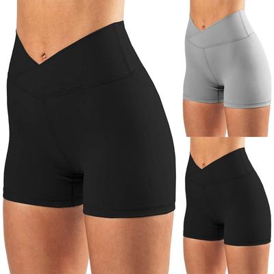 Women's High Waist Print Workout Yoga Shorts Hidden Pockets Athletic Shorts Legs