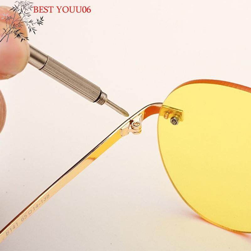 (YOUU06)Fashion 4 in1 Eyeglass Screwdriver Hand Tools Repair Kit with Keychain