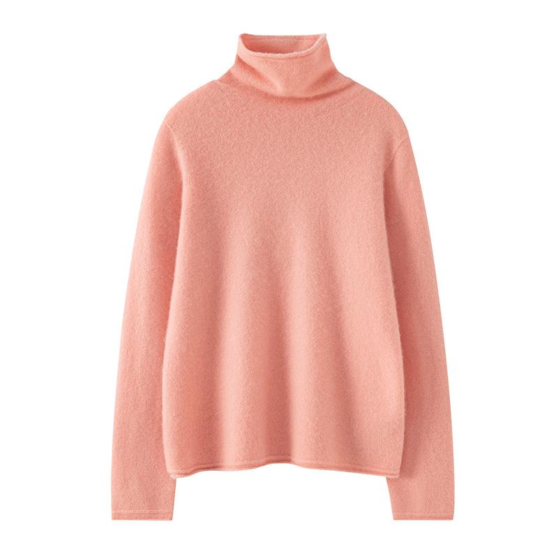 Stacked Collar Curled Cashmere Sweater for Women In Autumn and Winter 100 Pure Cashmere Comfortable Fit Pullover Sweater Seamless Integrated Sweater