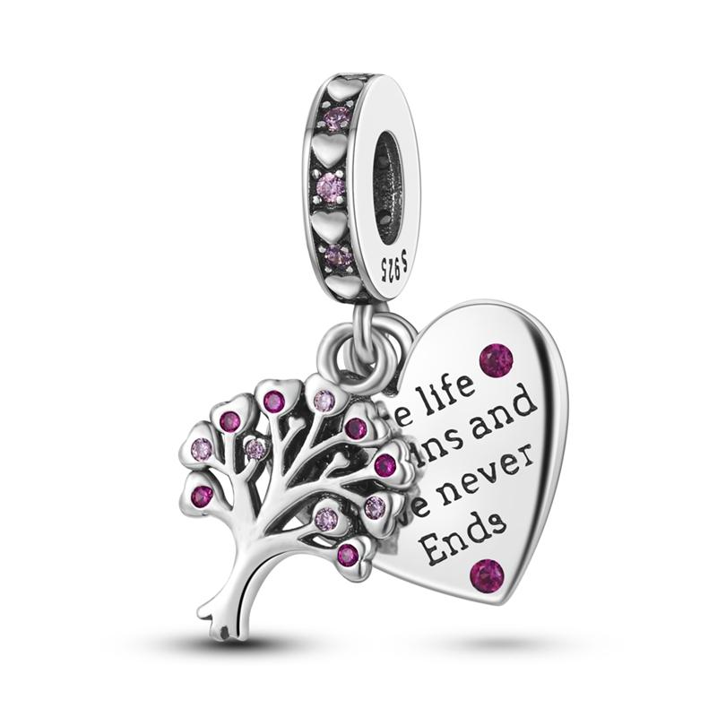 Copper Charms Family Friendship Forever Pendant Fit Original Pan Beads Bracelet Making For Woman Jewelry Dangle Charm Diy