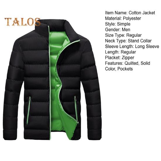 Giacca da donna in cotone con collo alto, manica lunga, cappotto in cotone spesso, chiusura con cerniera, tasche laterali, cappotto caldo