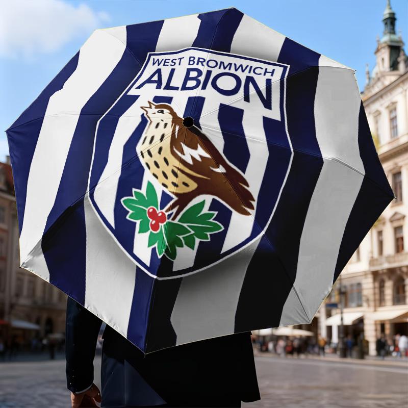 Bromwich Albion  Automatic Folding Umbrella - 8-Rib Travel Umbrella with Auto Open/Close & Portable Gifts for Holidays or Birthdays