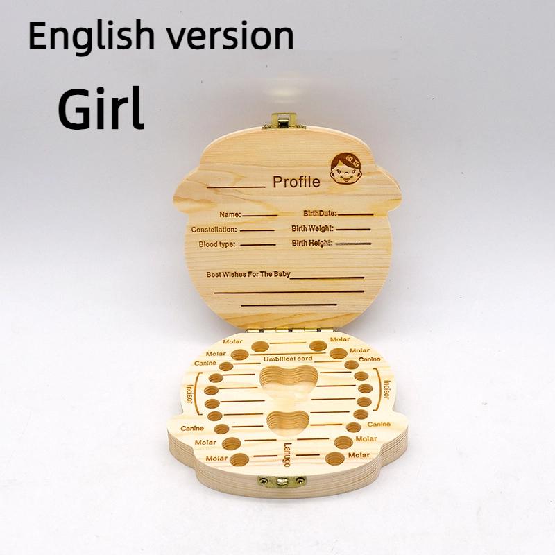 Wooden Children's Dental Deciduous Tooth Collector Organizer Container Kids Milk Teeth Save Gift Odontologia Storage Box