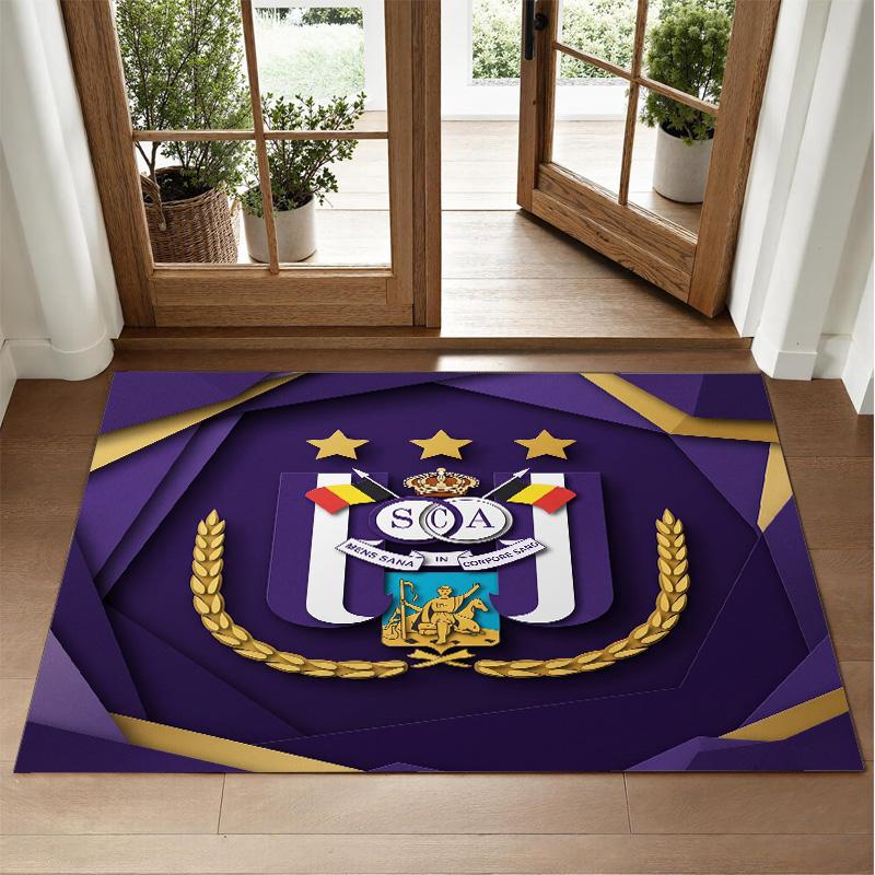 Anderlecht FC Design Crystal Velvet Rug Soft Decorative Mat for Bedroom Entrance