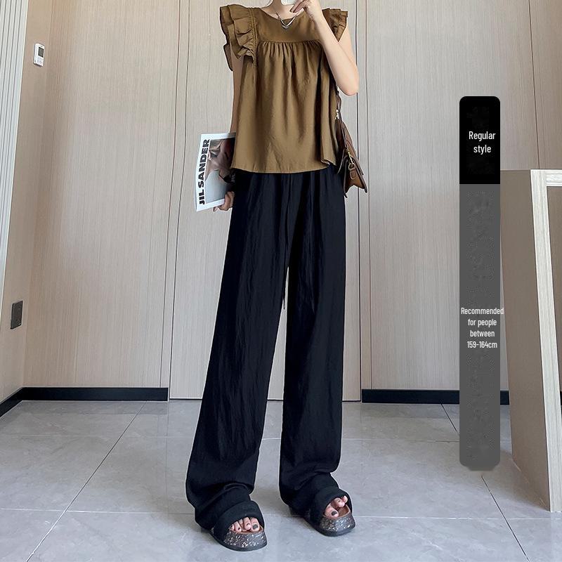 Nové podzimní a zimní pletené oblačné kalhoty s vysokým pasem: Volné, ležérní kalhoty se širokými nohavicemi