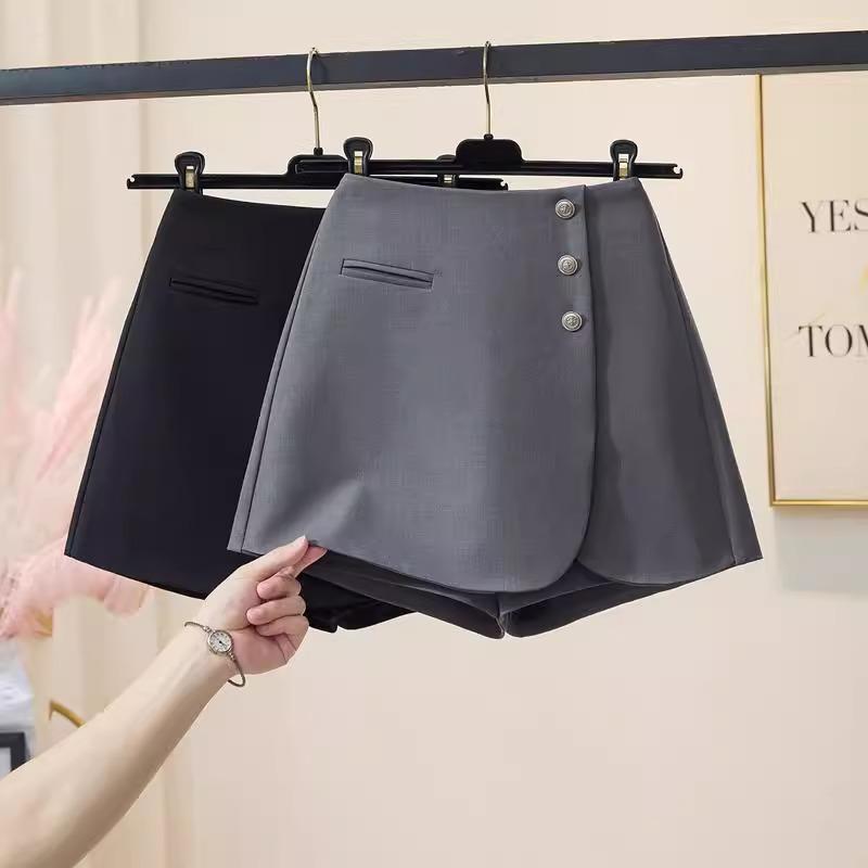 

Women s Gray High-Waist A-Line Culotte Shorts - Summer 2025 Collection Large