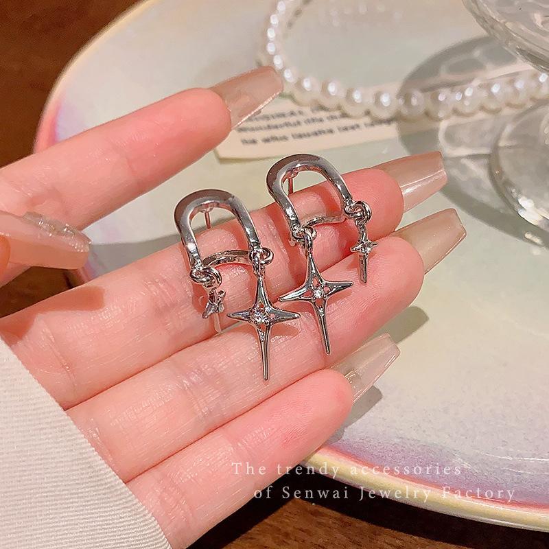Серьги-гвоздики  Блестящий Алмазный Бант Звезда  Женственность Серьги Spice Girls Корейские Новая Личность Уши