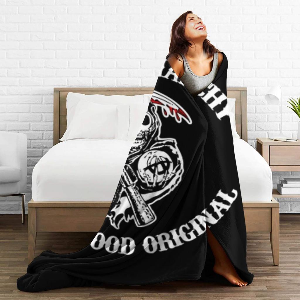 Deka SOA Sons Of Anarchy, flanelová lehká deka, přehoz na pohovku, ložní prádlo, kancelářské přehozy, přehoz na postel