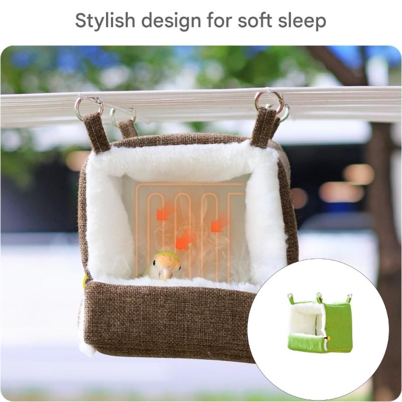 Soft USB Heated Bird Nest Comfortable Hanging House for Parrots with Modifiable Temperature Control Fleece