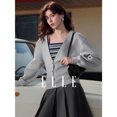 Women's Faux Two-Piece Striped V-Neck Sweatshirt