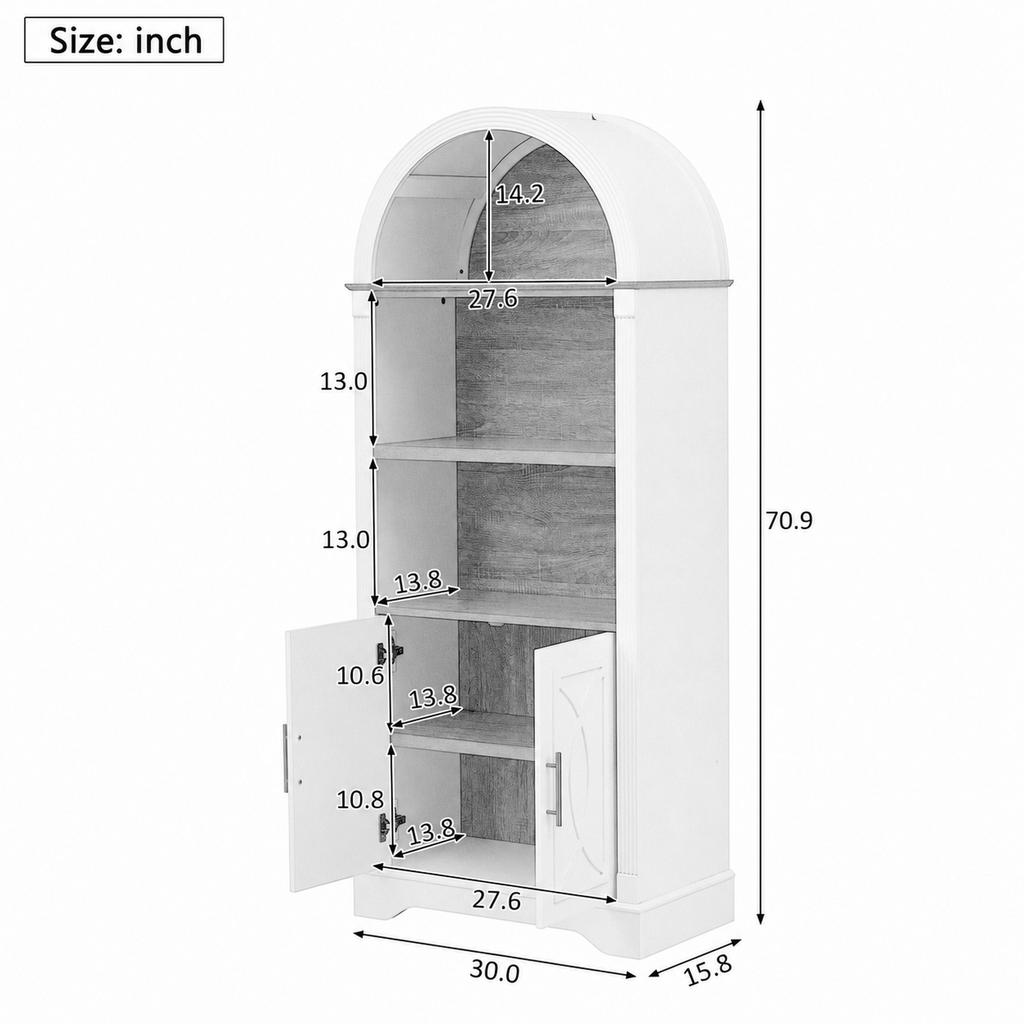 Highboard with Adjustable Shelf and LED Lighting, Kitchen Cabinet with Large Storage Space, Ideal for Dining Room, Living Room and Kitchen (White)