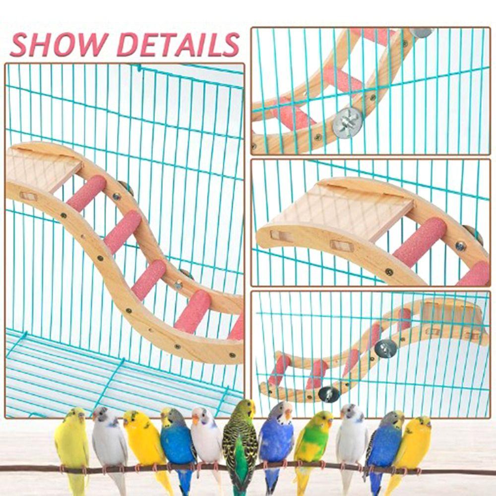 Hanging Swing Cage Accessories Natural Bird Ladder Perch Stand Parrot Chewing Toy Climbing Bridge