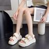 Fashion Block Heel Platform Open Toe Summer 2024 Women's Shoes White Footwear Sandals for Woman Slippers Original Anti Slip Hot Sandal H