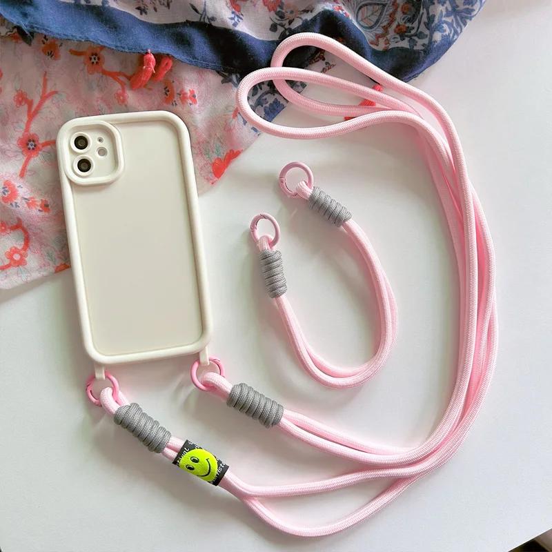 Crossbody Strap Lanyard Necklace Wrist Strap Silicone Case For Iphone 17 Air 16 16E 15 14 12 11 13 Pro Max Plus Cover