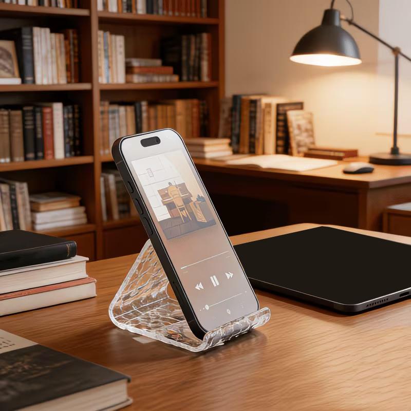 Adjustable Acrylic Phone Holder Glacial Pattern Tablet Stand Minimalist Desk Lazy Bracket for Kitchen Office Bed