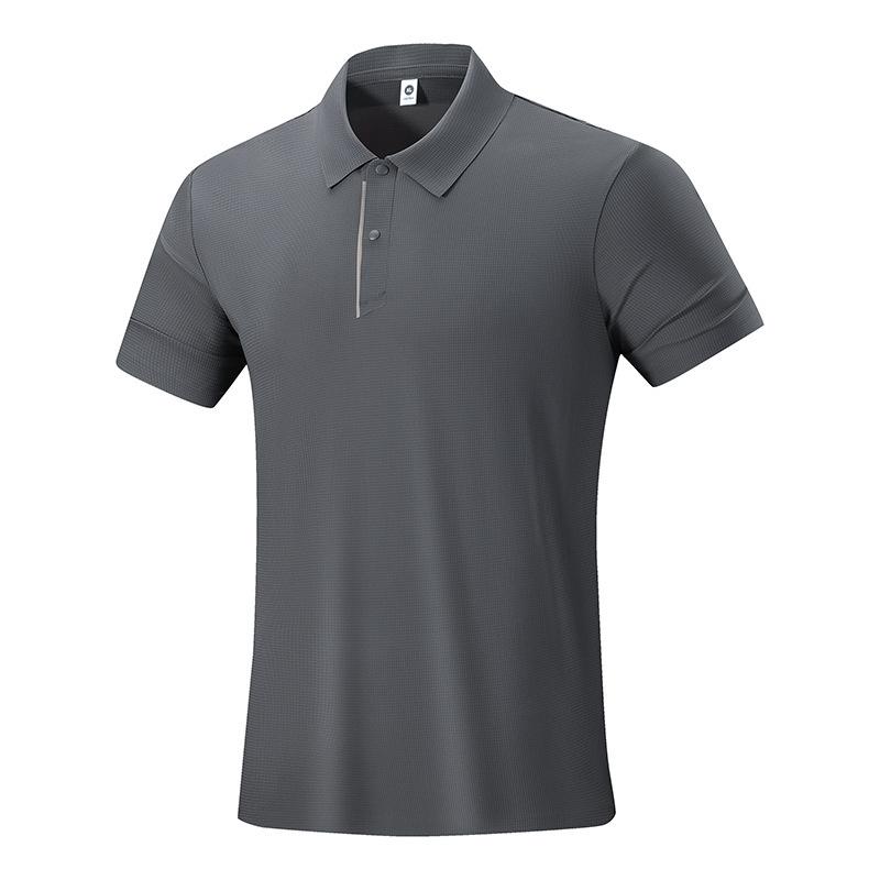 Short-sleeved Sports POLO Shirt Men's Ice Silk Lapel T-shirt Casual Business Zipper Lapel T-shirt