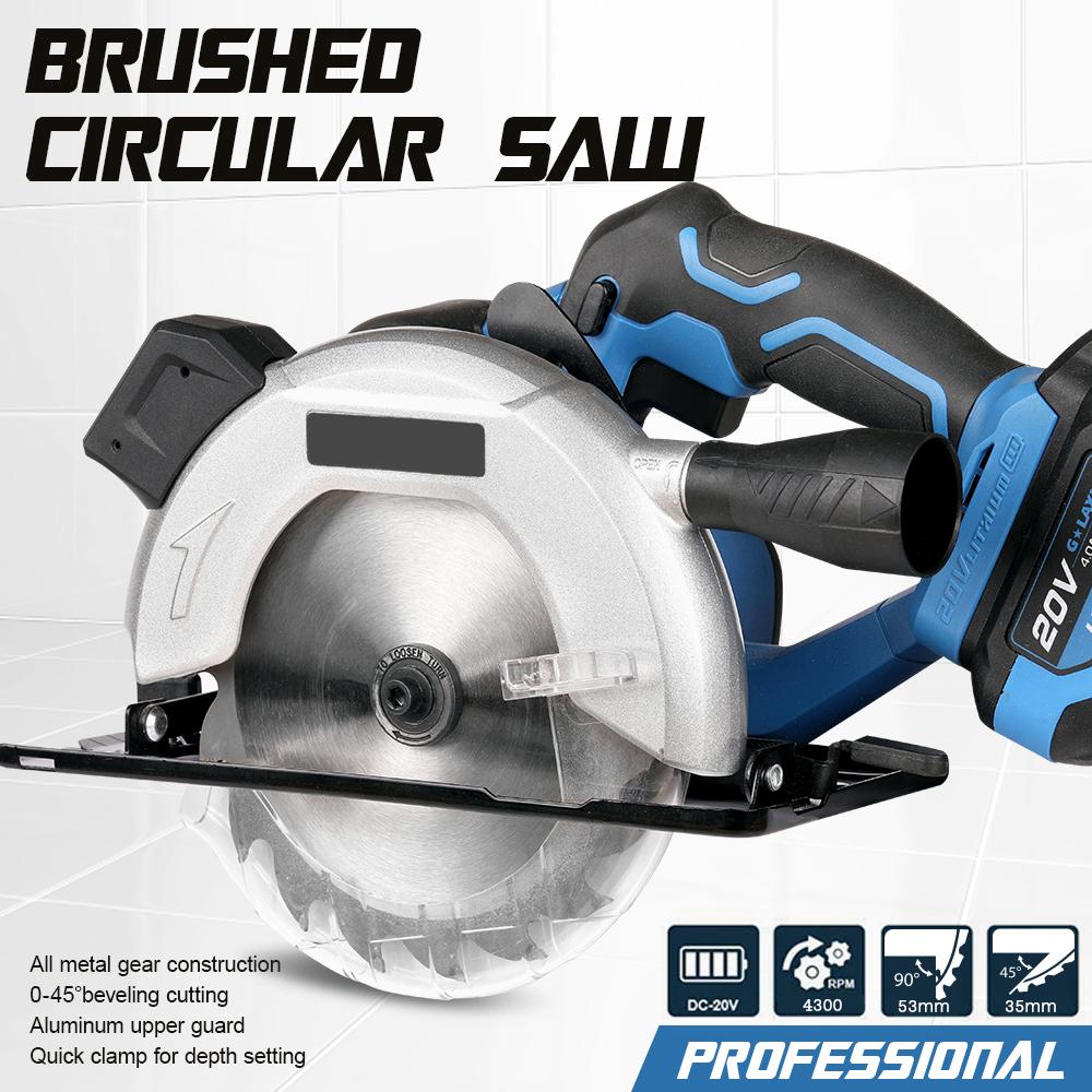 Cordless Circular Saw with 20V 4.0ah Battery and Fast Charger, 4300rpm, Adjustable Cutting Angle (0 degrees 45