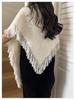 Korean-Inspired Tassel Triangle Shawl: Women's Autumn/Winter Solid Color, Versatile, Cozy Scarf.