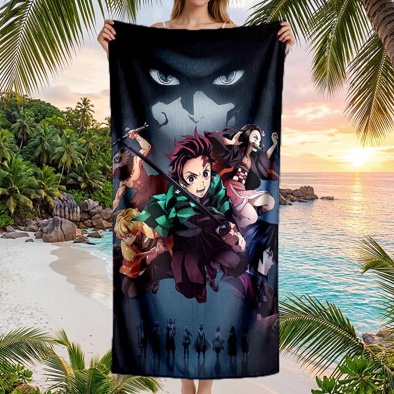 Demon Slayer Fashion Beach Towel: Ideal for Summer Adventures Soft, absorbent and quick drying suitable for swimming and bathing