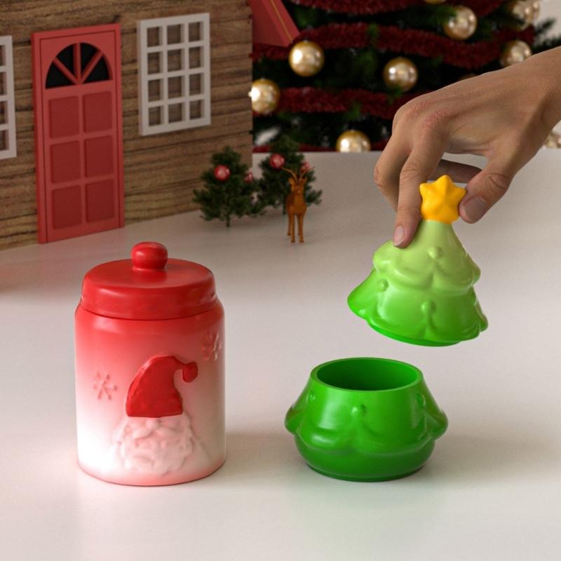 Festive Santa Design Silicone Christmas Tree Mold Crafting Resin Jewelry Box Plant Pot Storage Jar Holiday DIY Project Supplies