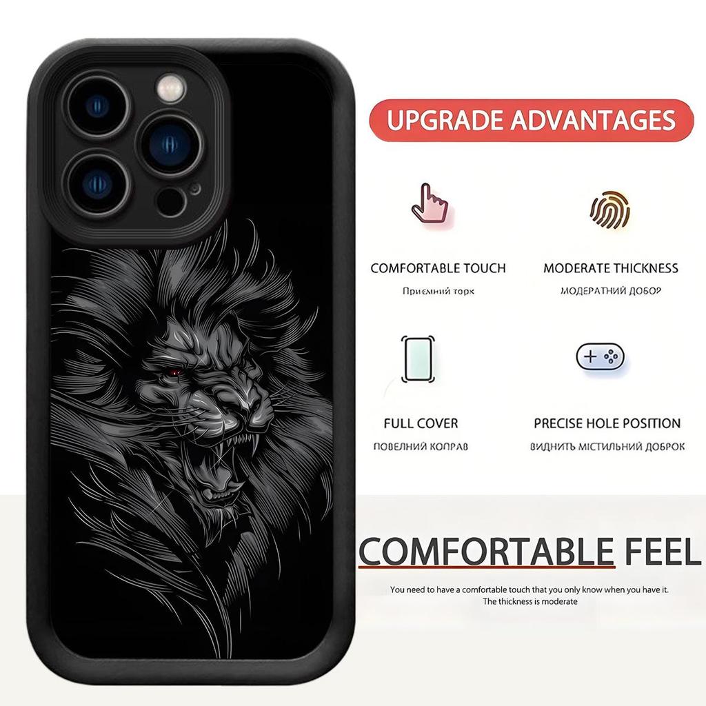 Głowa Lwa Kamień Piaskowy Schody Oko Nieba Czarny Etui Ochronne na iPhone'a 15/16/17