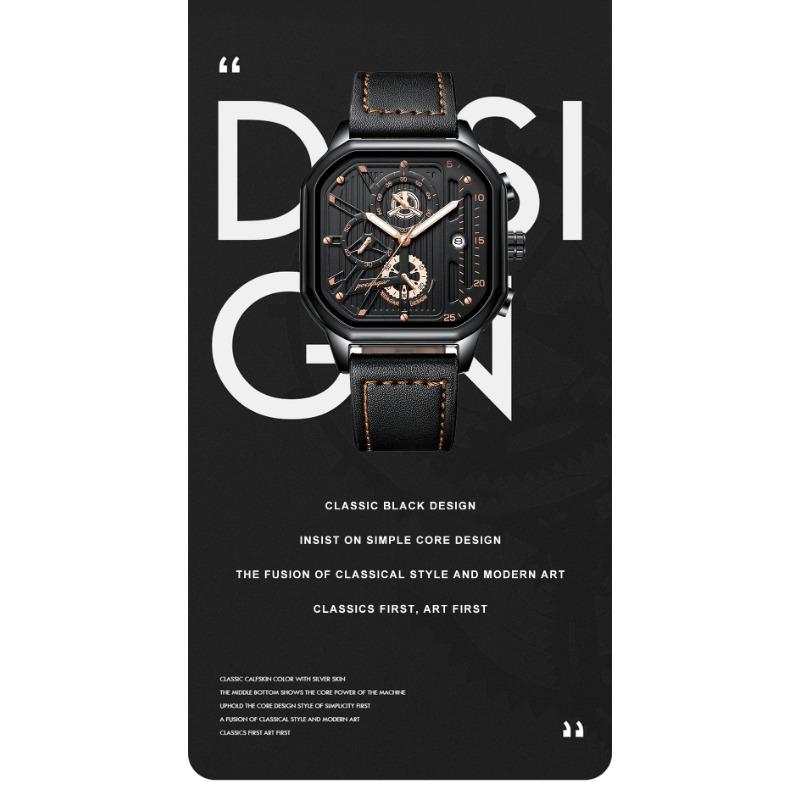 POEDAGAR Luxury Casual Men's Watch Fashion Sports Chronograph Leather Watches Waterproof Luminous Military Wristwatch Gift