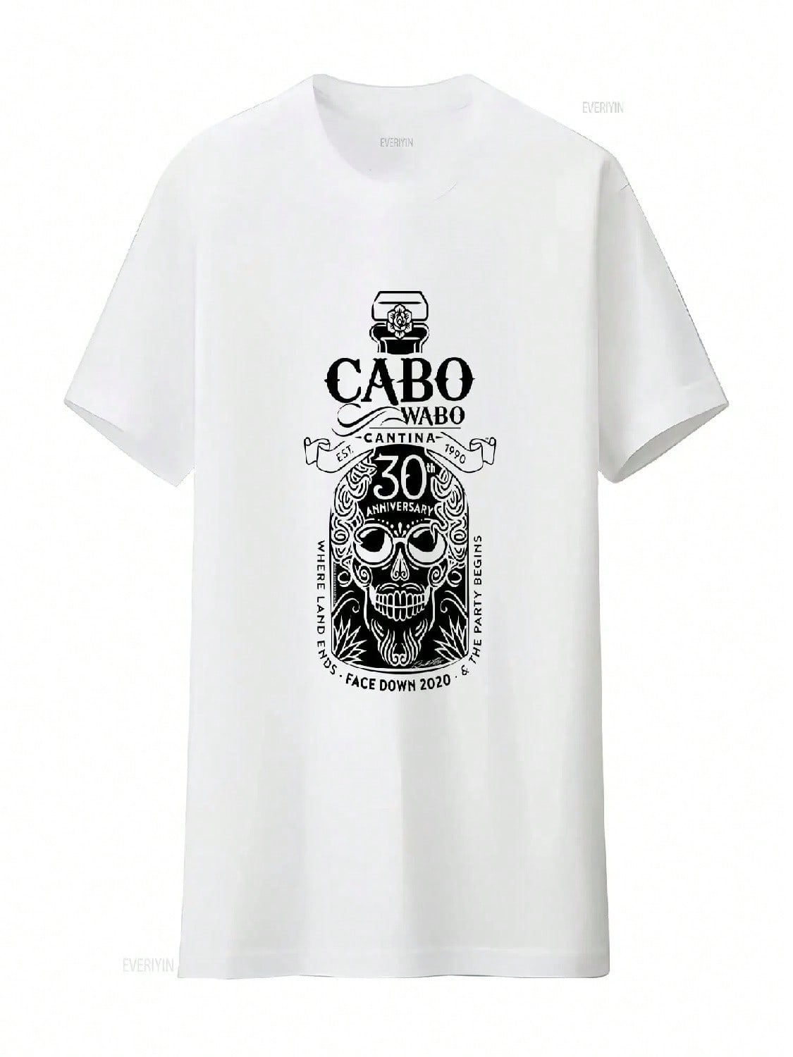 Cabo Wabo Catina 30th Anniversary Sammy Hagar T Shirt Vintage Washed Stretched Top For Everyday Wear Designer Clothes Stylish S разноцветный