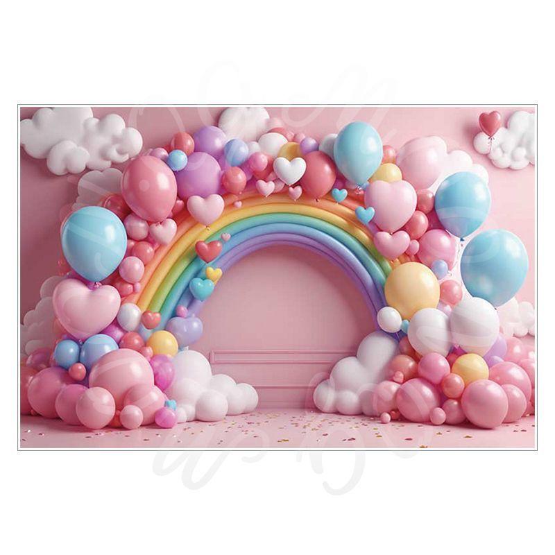 Balloon Cartoon Background Fabric for Pet Children's Birthday Party Decoration Wall Fabric, Photography and Photo-taking Background Fabric