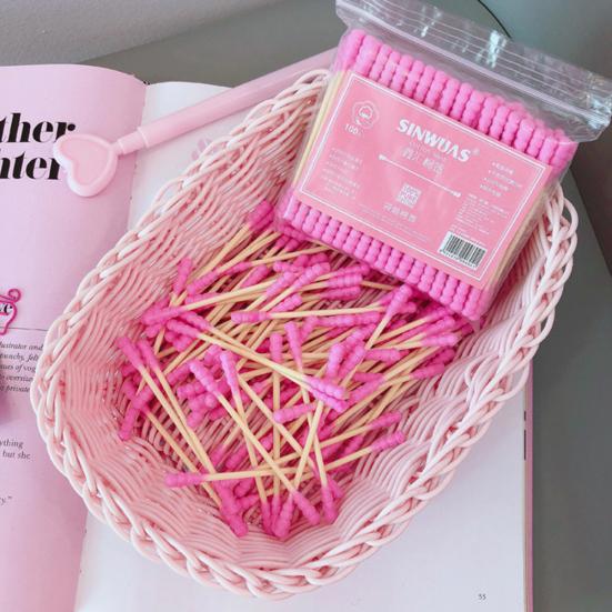 100Pcs Double Head Disposable Makeup Cotton Swab Cosmetics Cleaning Remover