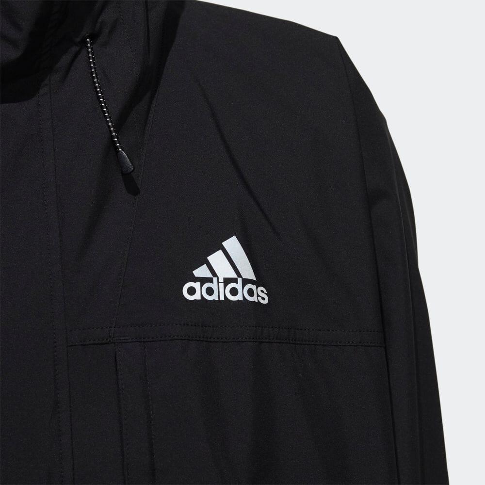 Adidas Uformell Sport Ensfarget Middels Lengde Hettevindjakke Herre Yttertøy Svart HD0041
