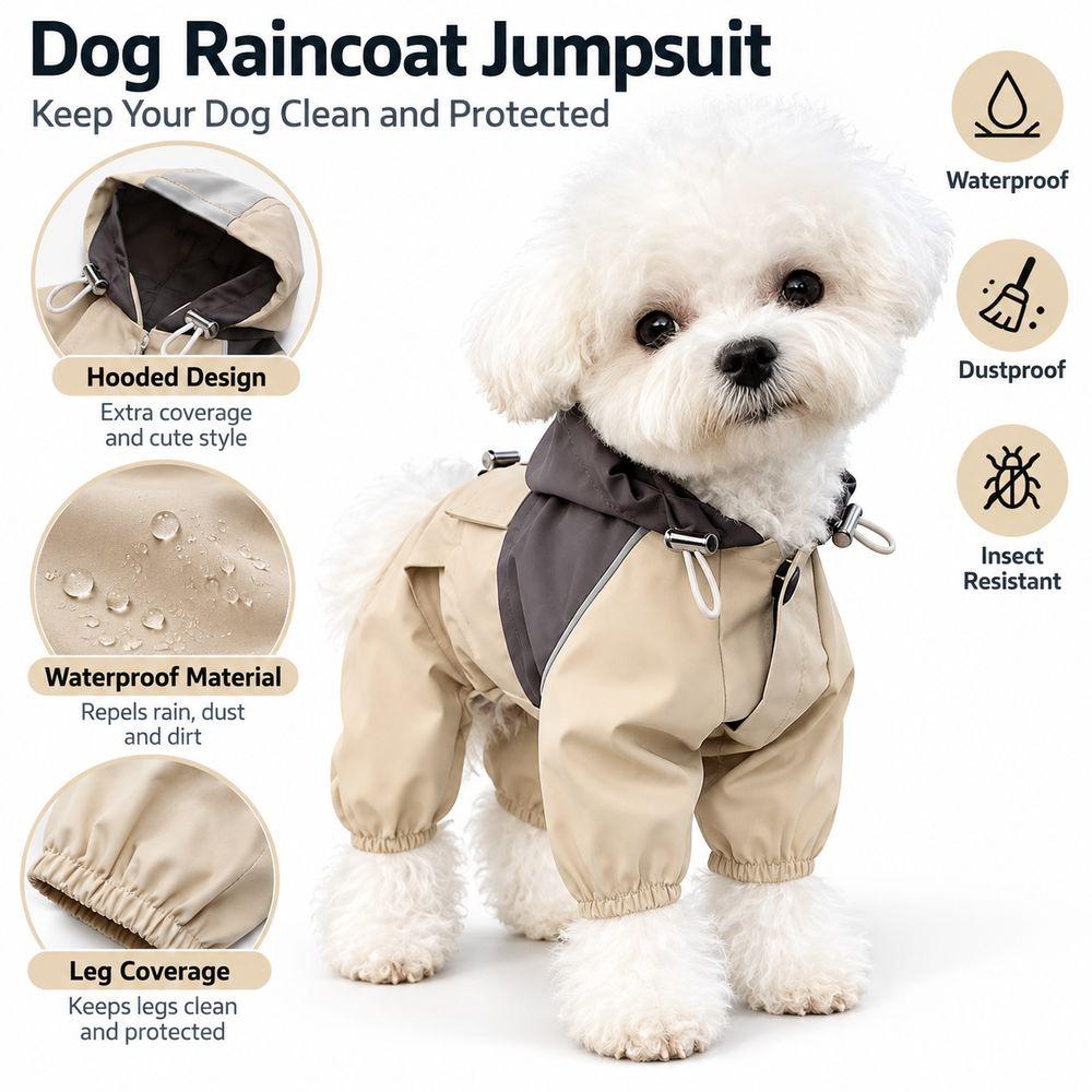 Wear-resistant Dog Raincoat Waterproof Dog Protective Suit New Pet Clothing  for Small Dogs