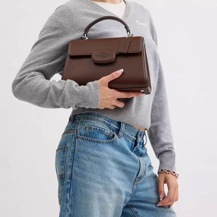 Coach Eliza 27 Magnetverschluss Abnehmbarer Schultergurt Exquisites Kalbsleder Schulter Crossbody Tragetasche Große Damen Handtaschen Ahorn CT852-SVMPL