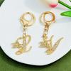 A-Z Rhinestone Elf Girl Letter Keychain Gold Color Initial Name Keyrings Girls Car Key Holder Handbag Purse Charms Decoration