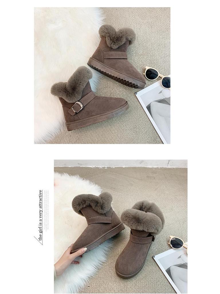 Women's 2024 Winter Waterproof Mid-Tube Snow Boots: Thick, Warm Cotton, All-Match, Student-Friendly, Easy Slip-On In Northeast Style