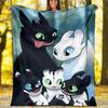 1pc Toothless1 Theme Soft Flannel Throw Blanket - Digital Print, Polyester, Cozy for All Seasons, Perfect for Outdoor, and Travel
