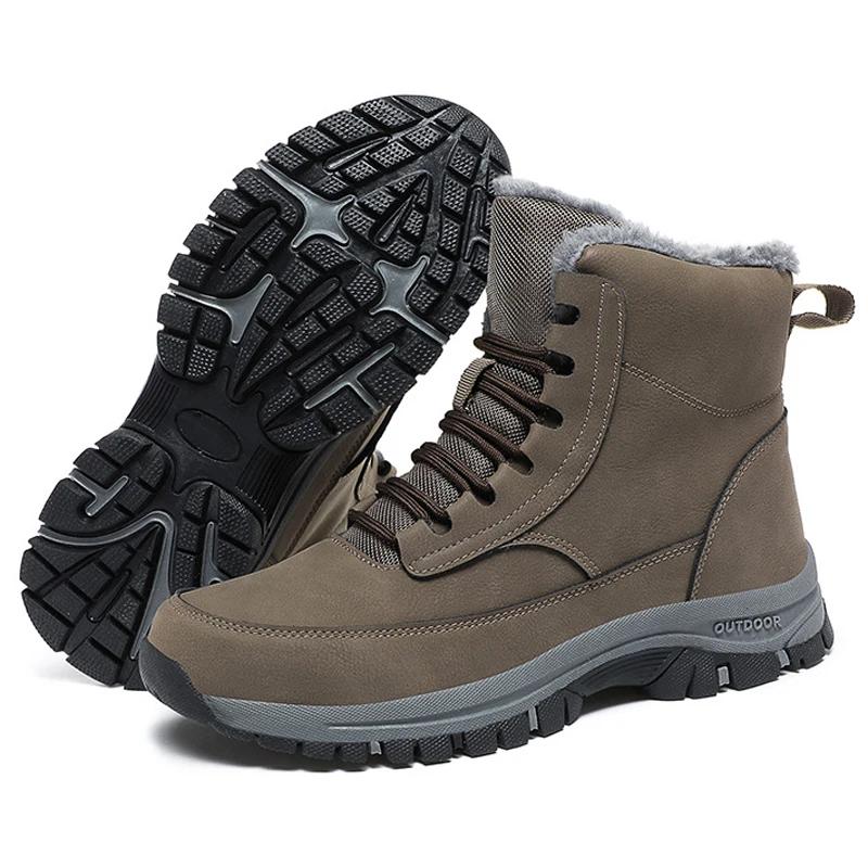 Módní Super Teplé Zimní Boty s Kožešinou Venkovní Sněhové Pánské Boty Sníh Protiskluzové Vodotěsné Boty Pánská Obuv Zimní boty Vysoké Svršek hombre