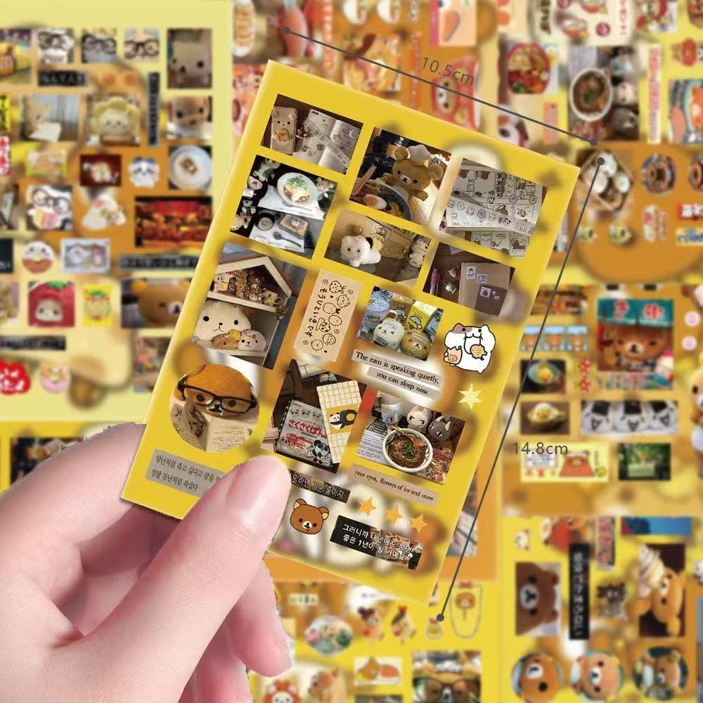 8 Stück Antikstil Rilakkuma Schnittfolien-Sticker Niedlich Beliebt Einfach und Kreativ Verpackungsmaterialien Wasserdichte Aufkleber