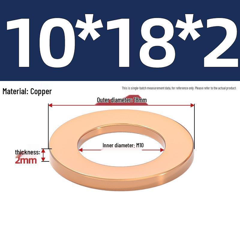Pure Red Copper Gasket Sealing Ring for Marine Instruments, Metal Flat Washer M3-M60mm