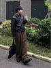 Men's Korean-Style PU Leather Houndstooth Lined Hunting Jacket - Autumn/Winter Casual Outerwear