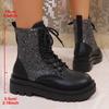Ladies' Fashionable Color Low Heel Leather Face Round Toe Mid Top Boots