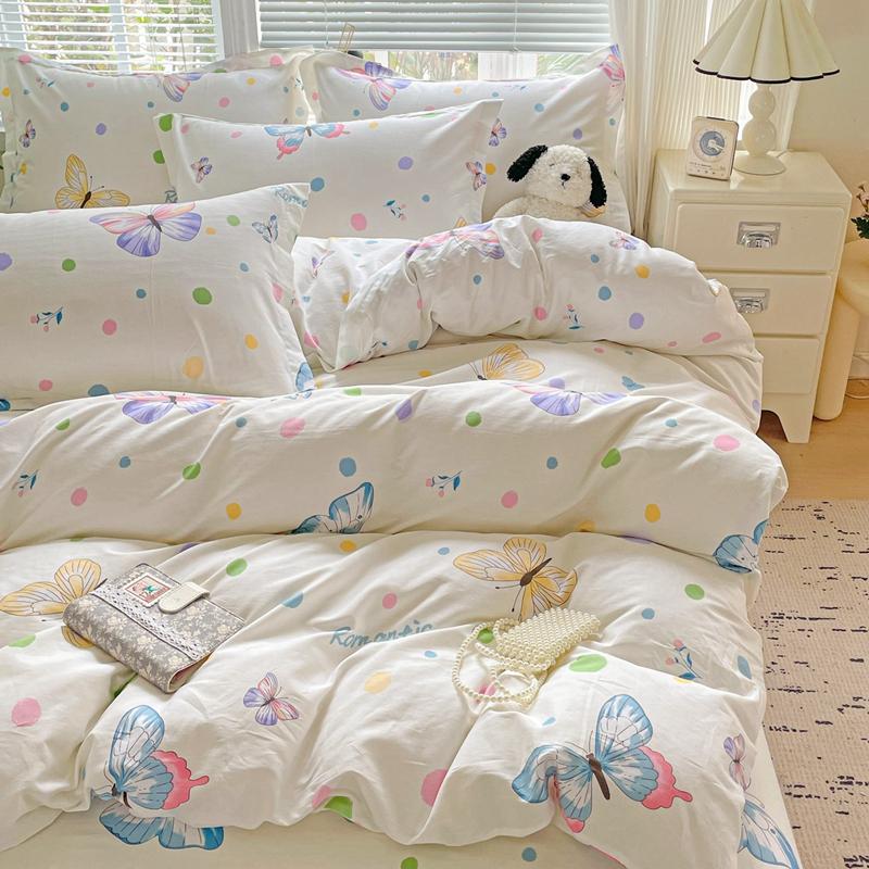 100% Cotton Printed Bedding Set Soft Breathable Duvet Cover With 2 Pillowcases Comfortable Home Textile