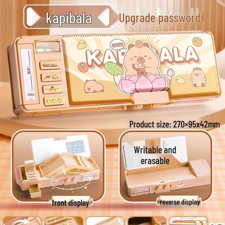 Multifunctional Mechanical Pencil Box with Password Lock - Boys' Style, Black Technology 2025.