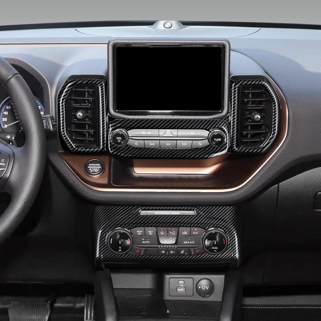 Car Carbon Fiber Center Console AC Switch Panel Sticker Decal Trim Cover Interior Decoration For Ford Bronco Sport    2024 2025 Accessories