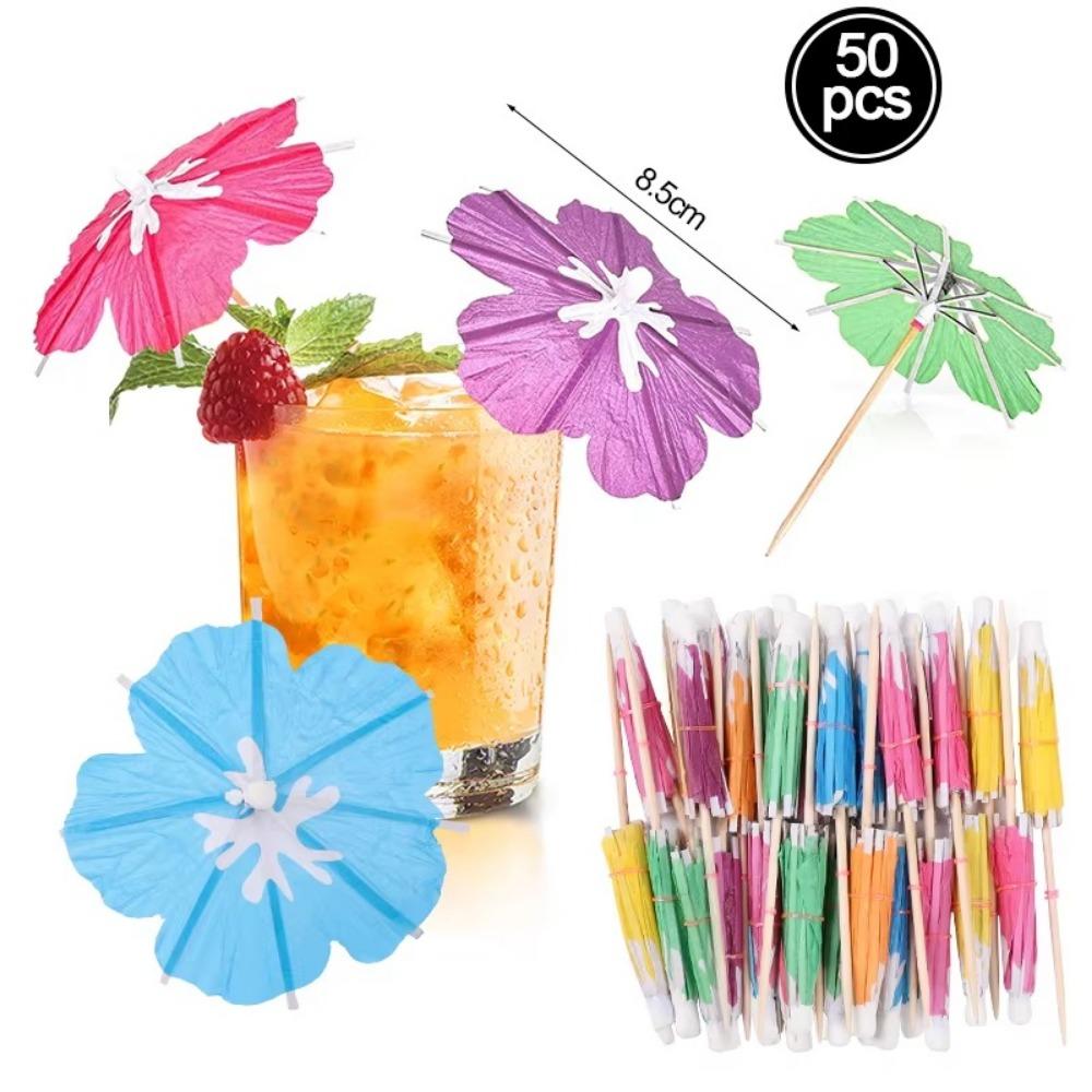 50pcs Mini Dessert Cake Sticks Cupcake Toppers Food Fruit Picks  For Hawaiian